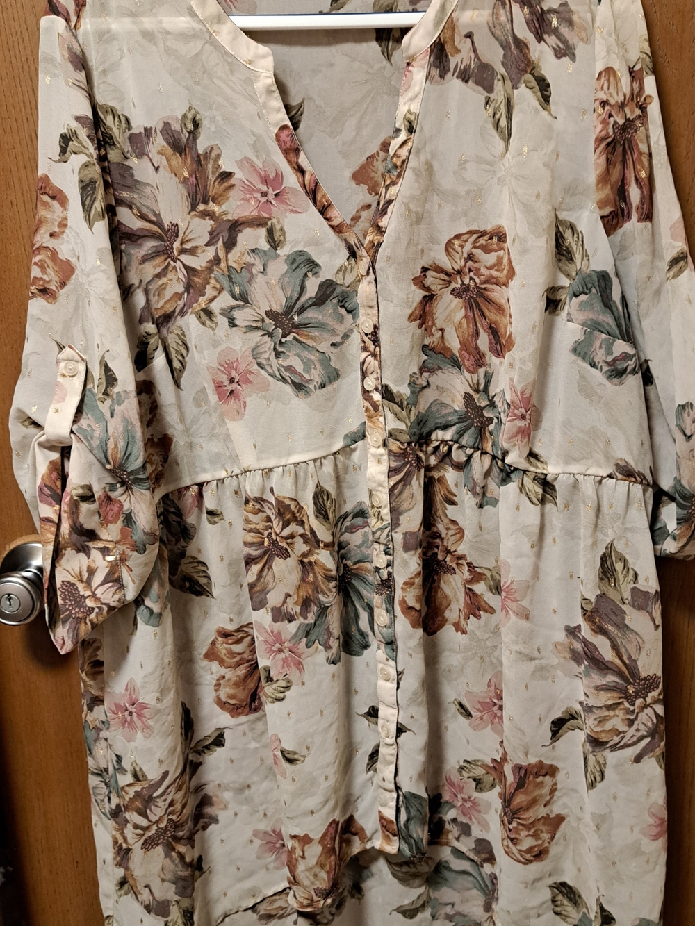 torrid Cream Floral Button-Front Tunic